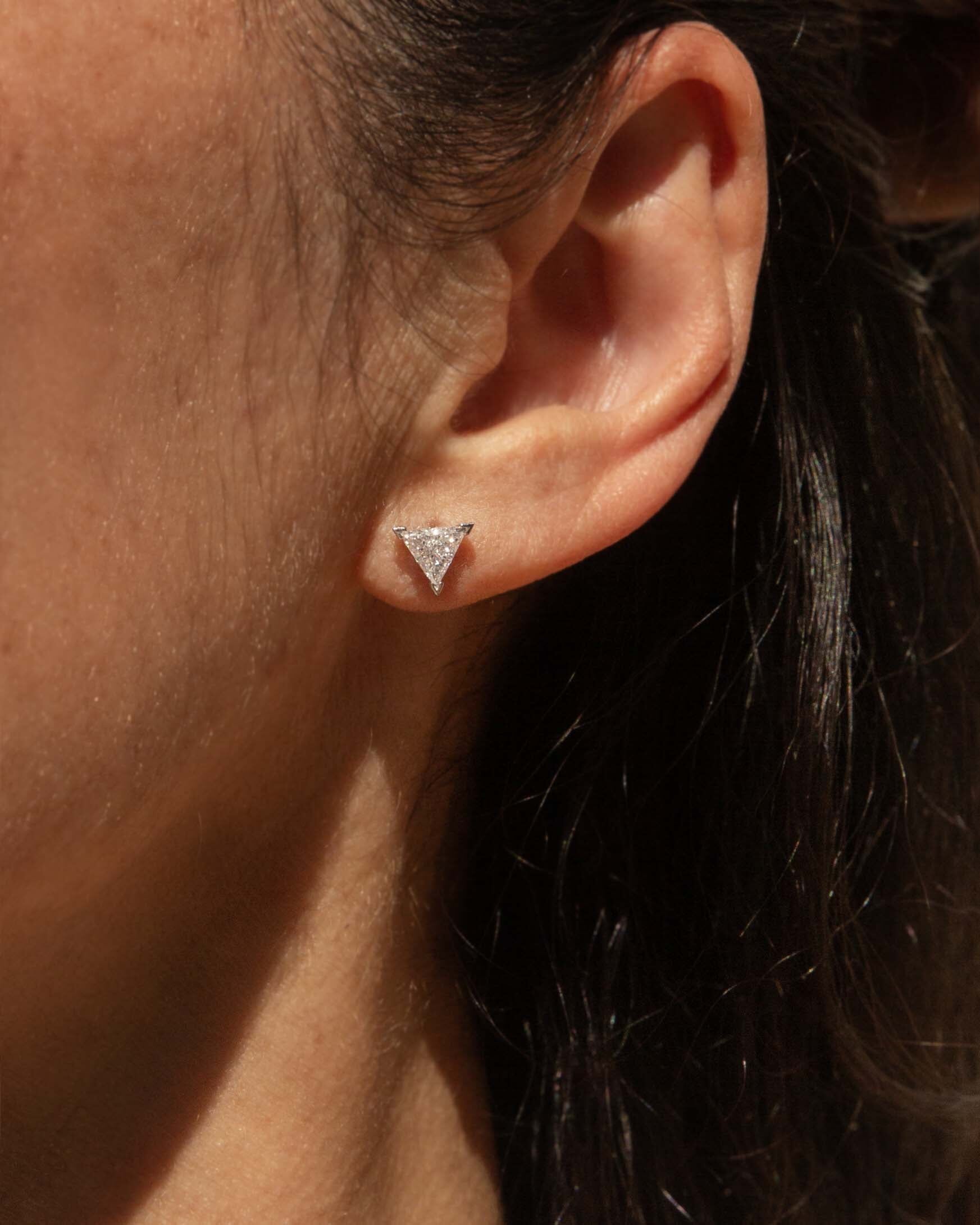 Kimberley Triangular Cut Diamond Stud Earrings 18ct White Gold Earrings Imperial Jewellery 