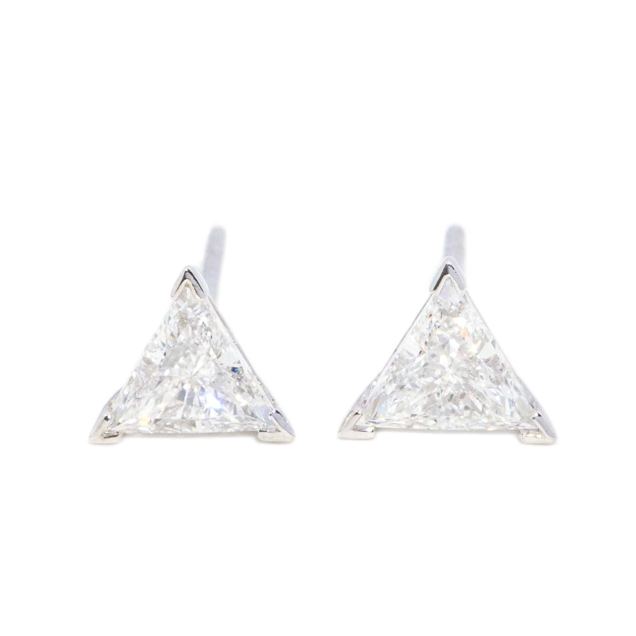 Kimberley Triangular Cut Diamond Stud Earrings 18ct White Gold Earrings Imperial Jewellery 