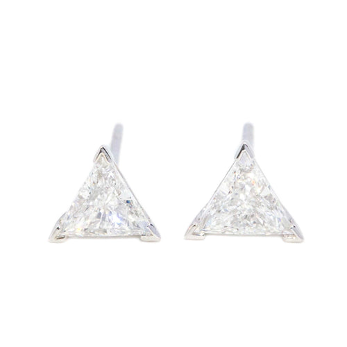 Kimberley Triangular Diamond Solitaire Studs 18K White Gold