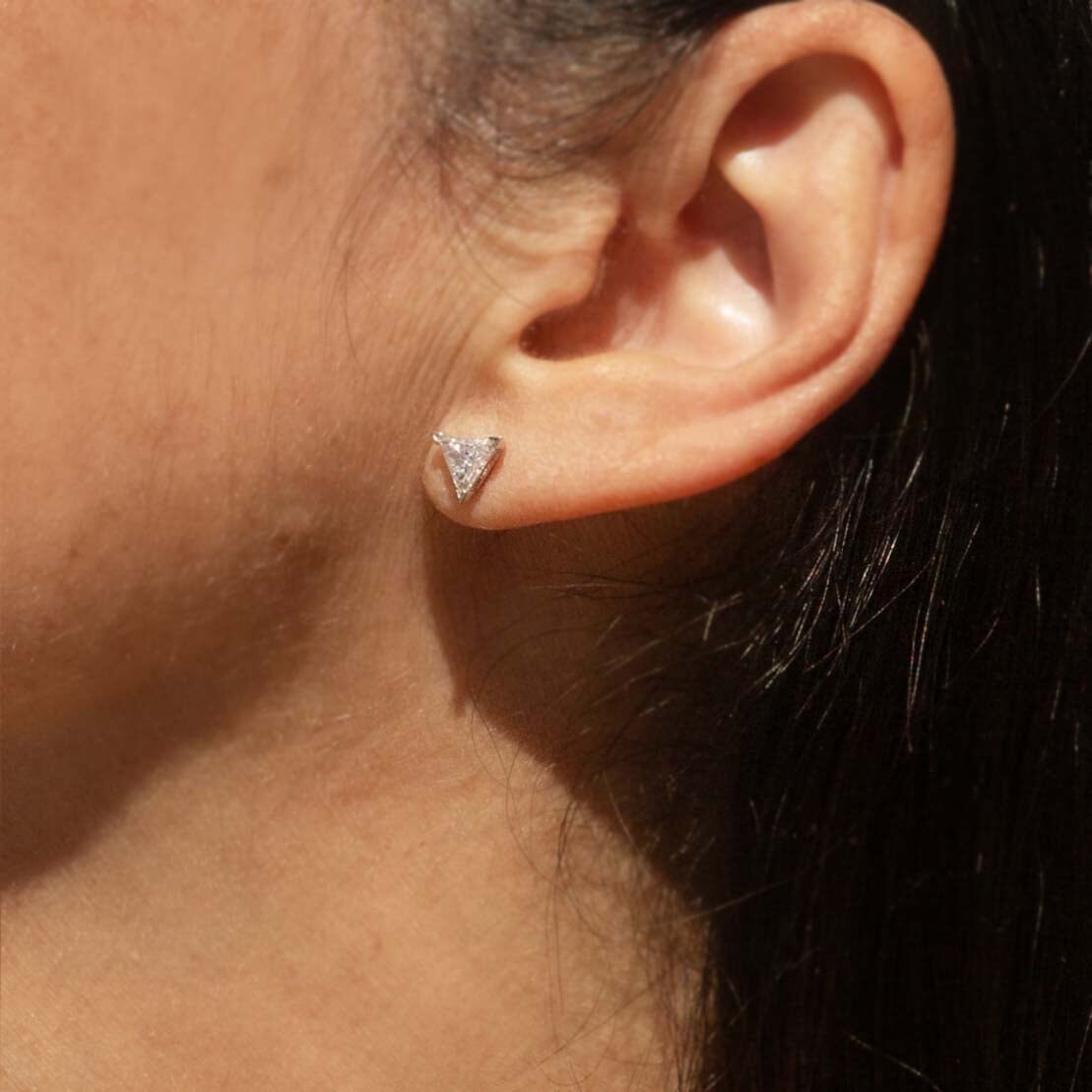Kimberley Triangular Cut Diamond Stud Earrings 18ct White Gold Earrings Imperial Jewellery 