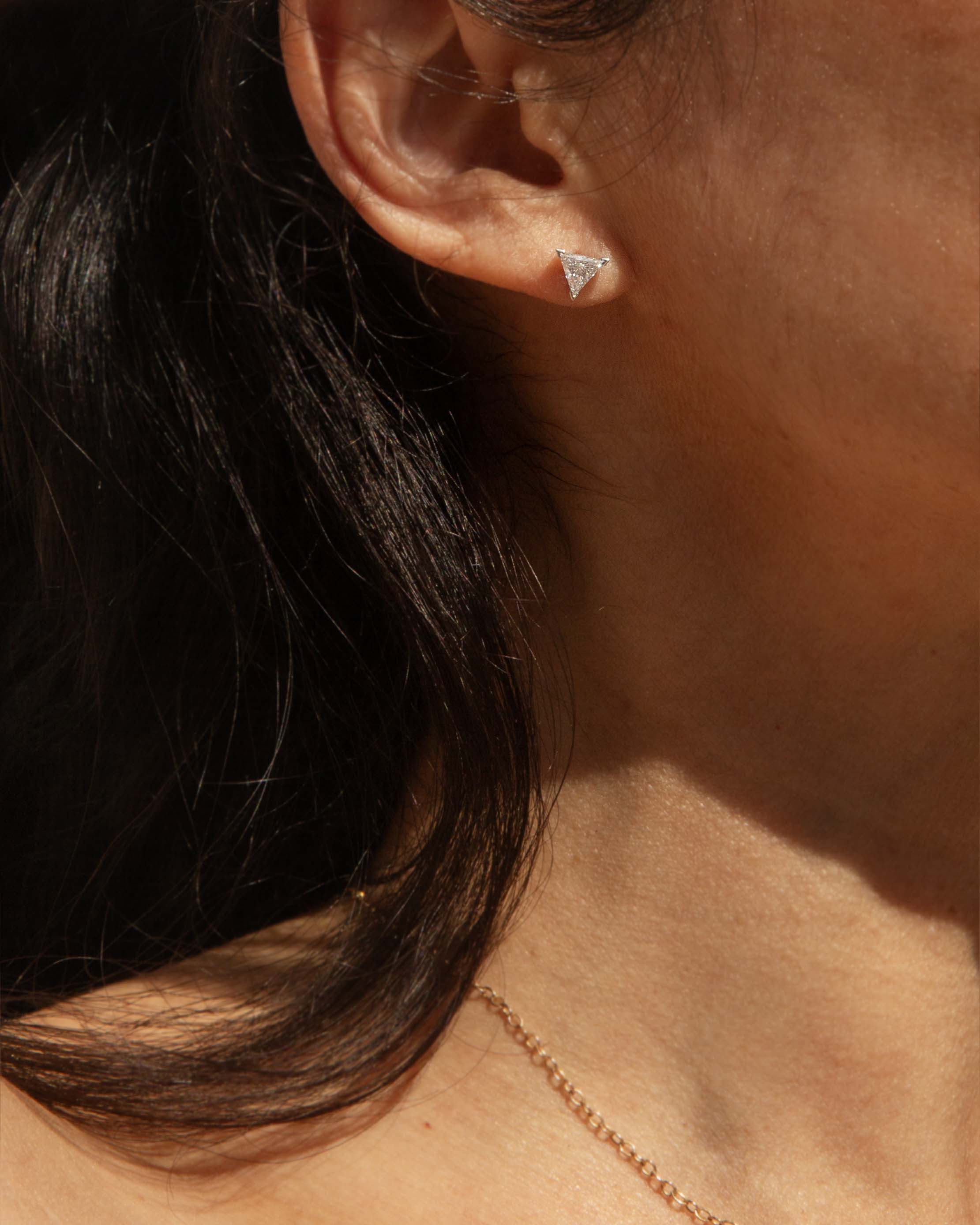 Kimberley Triangular Cut Diamond Stud Earrings 18ct White Gold Earrings Imperial Jewellery 