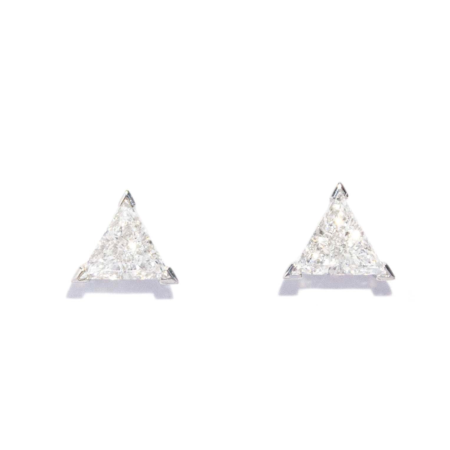 Kimberley Triangular Cut Diamond Stud Earrings 18ct White Gold Earrings Imperial Jewellery 