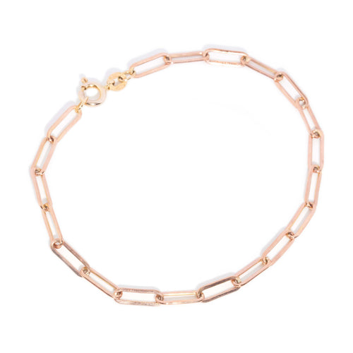 Kinsley Rectangular Paperclip Bracelet 9K Rose Gold