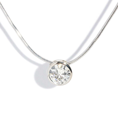 Kourtney Solitaire Diamond Slider Necklet 18K White Gold