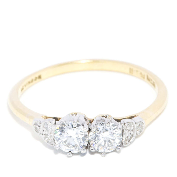 Vintage Circa 1950s Twin Brilliant Diamond Ring 18 Carat Gold