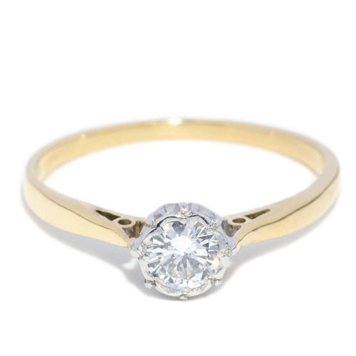 Ksenia Tapered Diamond Solitaire Ring 18K Two Tone Gold