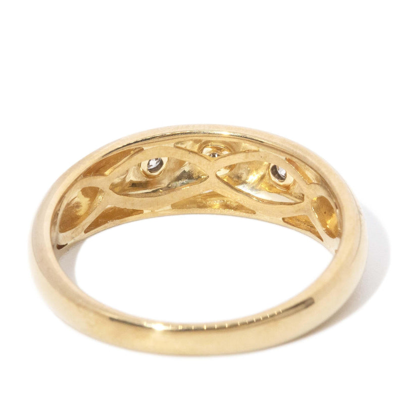 Vintage Circa 1990s Hammer Set Diamond Ring 9 Carat Yellow Gold