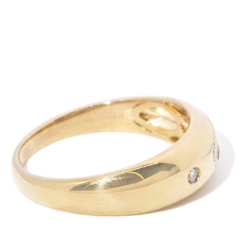 Vintage Circa 1990s Hammer Set Diamond Ring 9 Carat Yellow Gold