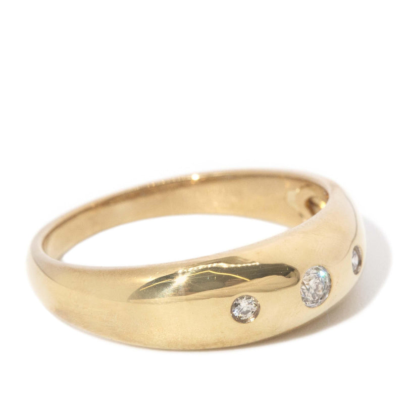 Vintage Circa 1990s Hammer Set Diamond Ring 9 Carat Yellow Gold