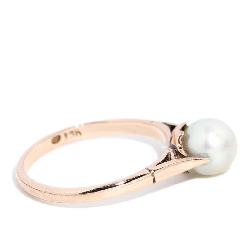 Kynlee 1980s Round Pearl Ring 9ct Rose Gold