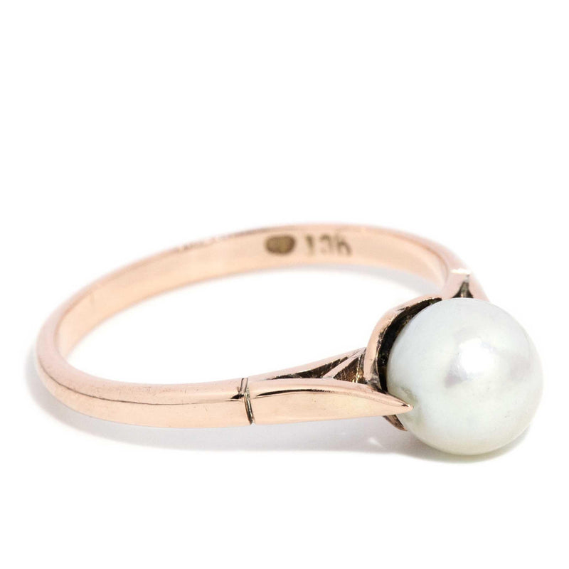 Kynlee 1980s Round Pearl Ring 9ct Rose Gold