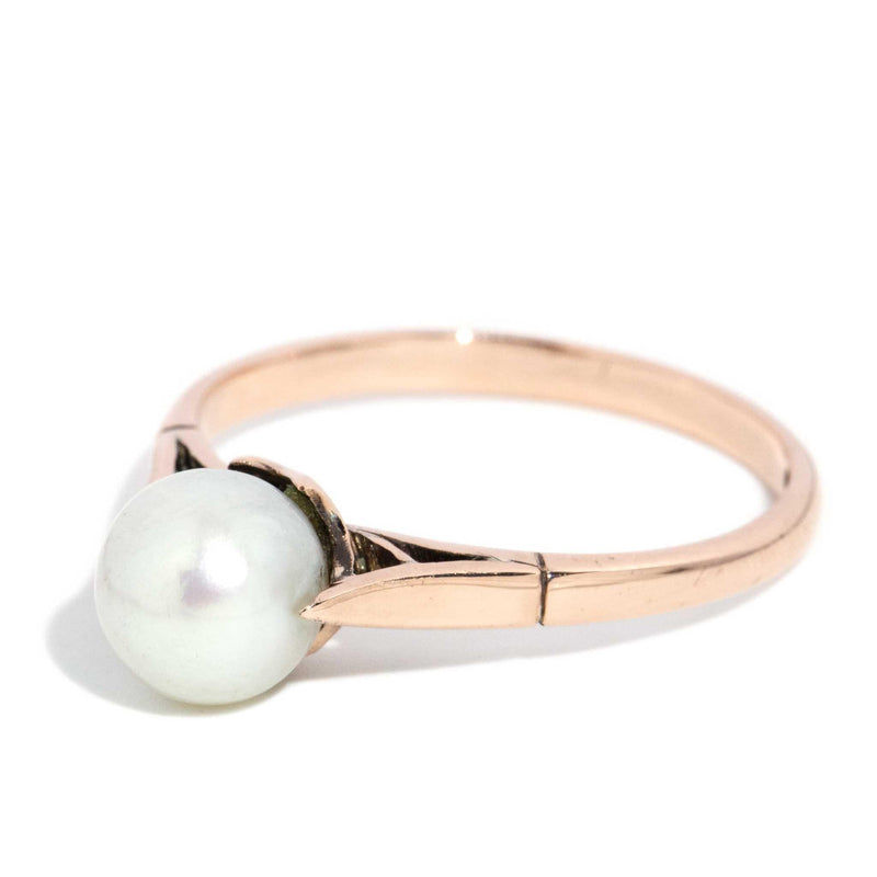 Kynlee 1980s Round Pearl Ring 9ct Rose Gold