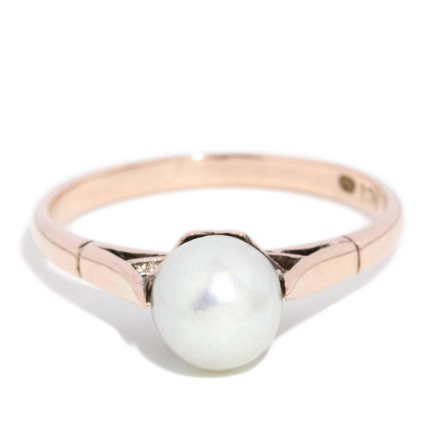 Kynlee 1980s Round Pearl Ring 9ct Rose Gold