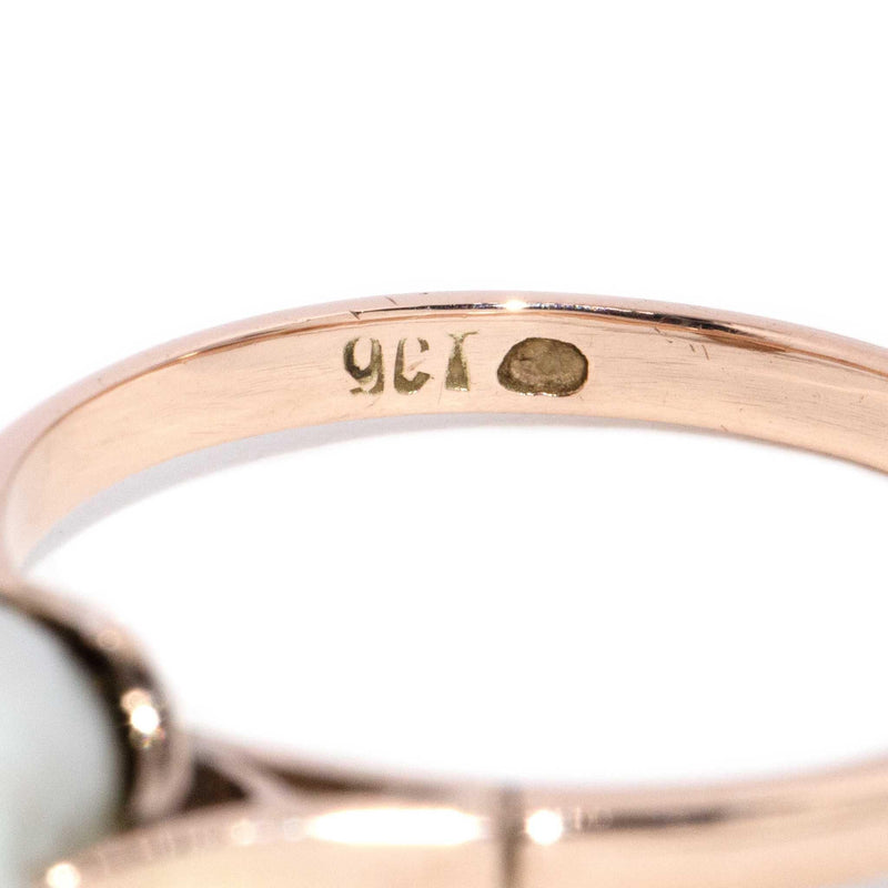 Kynlee 1980s Round Pearl Ring 9ct Rose Gold