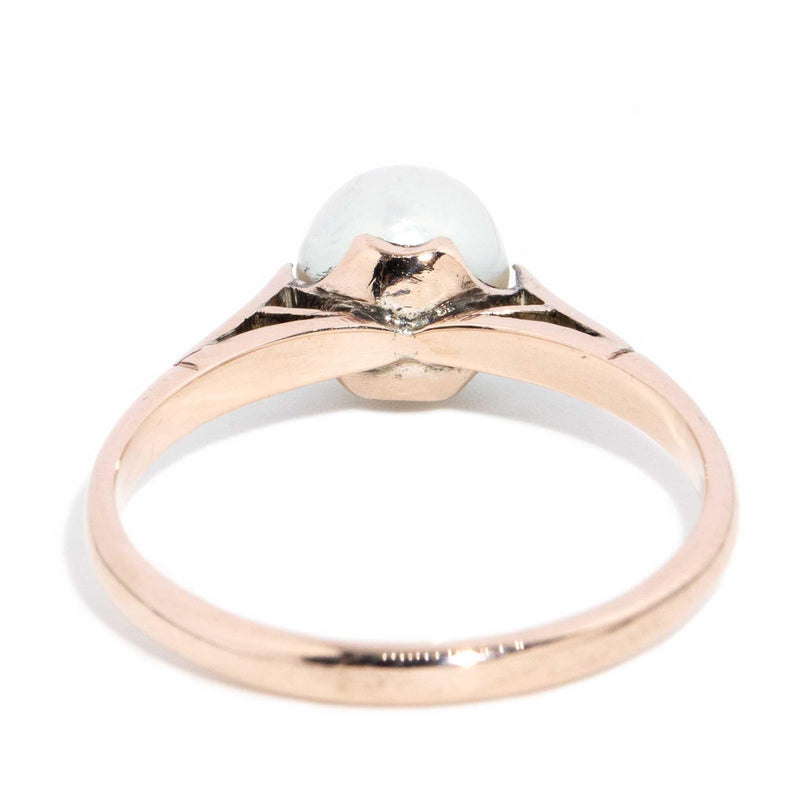 Kynlee 1980s Round Pearl Ring 9ct Rose Gold