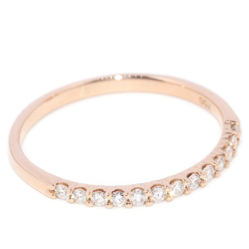 Contemporary Diamond Half Eternity Ring 18 Carat Rose Gold