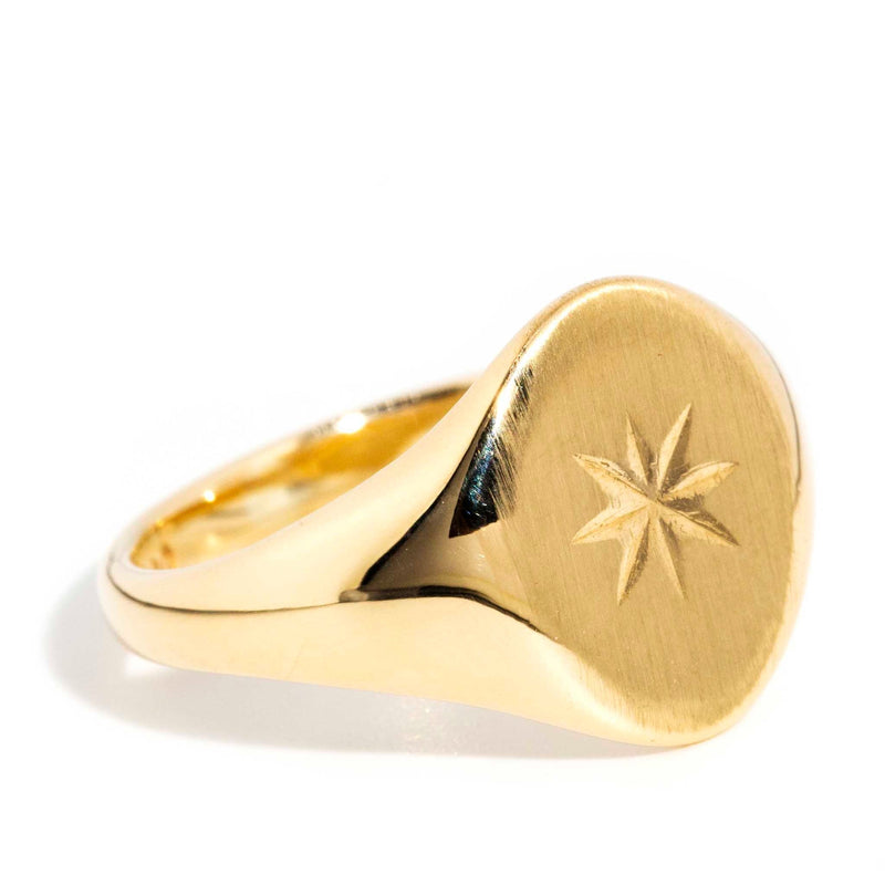 Lars 1964 Oval Star Signet Ring 9ct Gold Rings Imperial Jewellery 