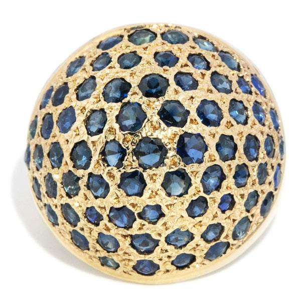 Vintage Circa 1980s Sapphire Cluster Ring 18 Carat Gold