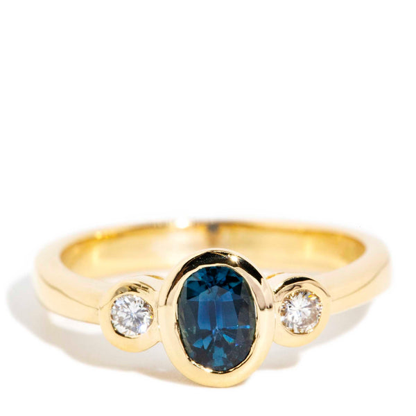 Leda 1980s Sapphire & Diamond Three Stone Ring 18ct Gold* DRAFT Rings Imperial Jewellery Imperial Jewellery - Hamilton 