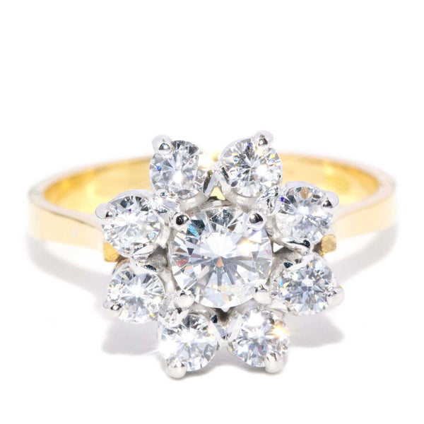 Leena 1960s Diamond Flower Cluster Ring 18ct Gold Rings Imperial Jewellery 