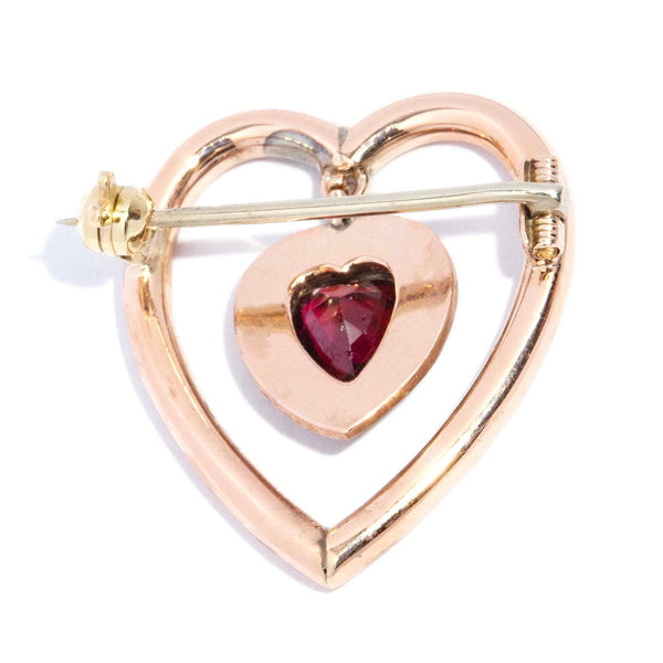 Leilani Antique Garnet Seed Pearl Heart Brooch 9ct Rose Gold Brooches Imperial Jewellery 