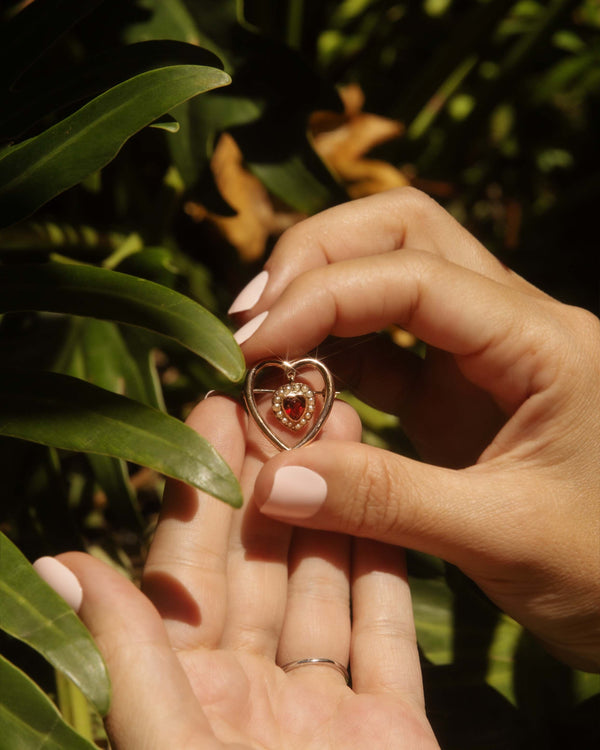 Leilani Antique Garnet Seed Pearl Heart Brooch 9ct Rose Gold Brooches Imperial Jewellery 
