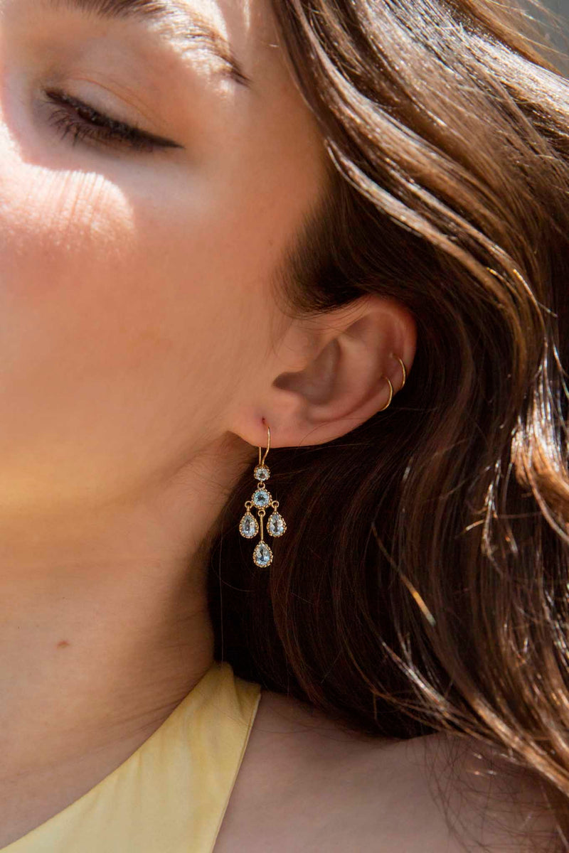 Lena Bright Blue Topaz Chandelier Drop Earrings 9ct Gold* DRAFT Earrings Imperial Jewellery 