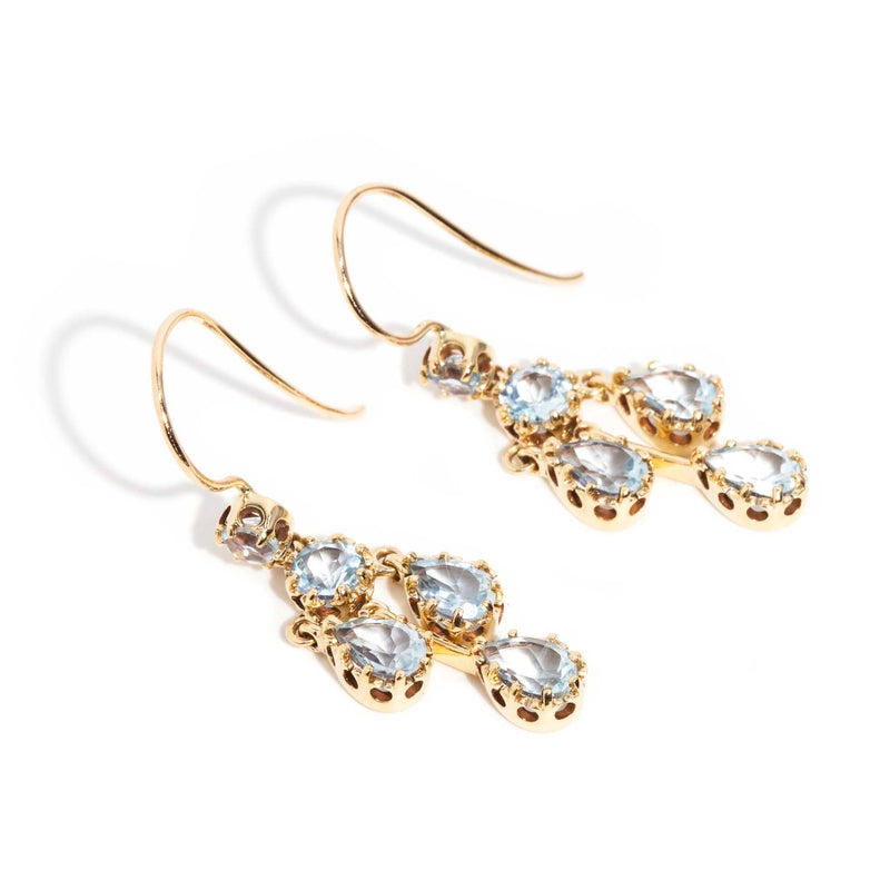 Lena Bright Blue Topaz Chandelier Drop Earrings 9ct Gold* DRAFT Earrings Imperial Jewellery 
