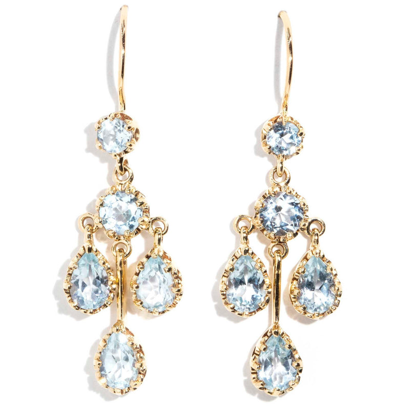 Lena Bright Blue Topaz Chandelier Drop Earrings 9ct Gold Earrings Imperial Jewellery 