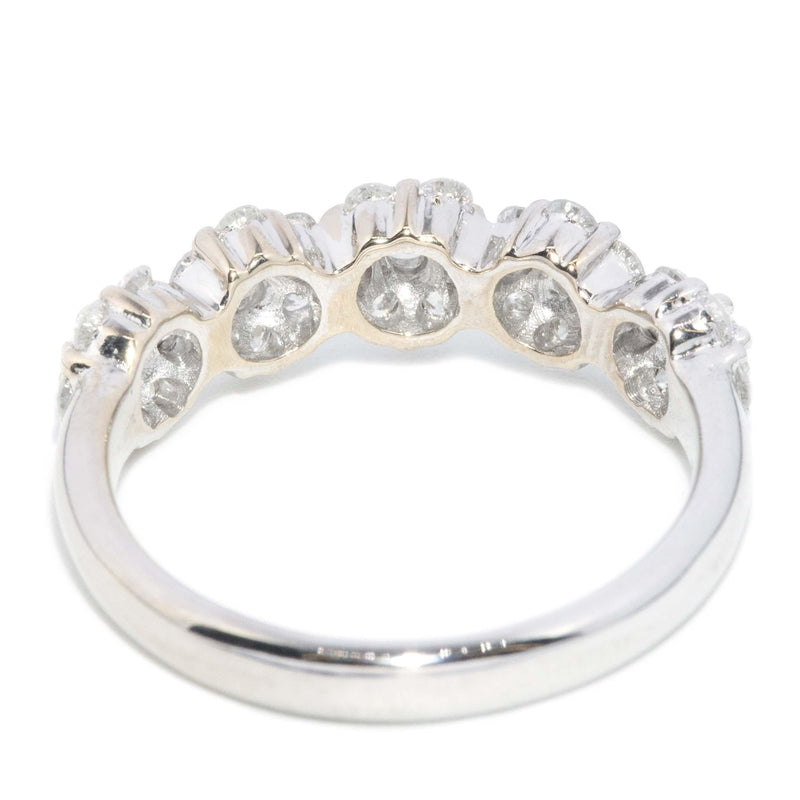 Contemporary Diamond Flower Half Eternity Ring 9 Carat White Gold