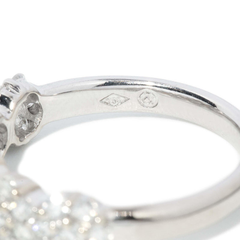 Contemporary Diamond Flower Half Eternity Ring 9 Carat White Gold