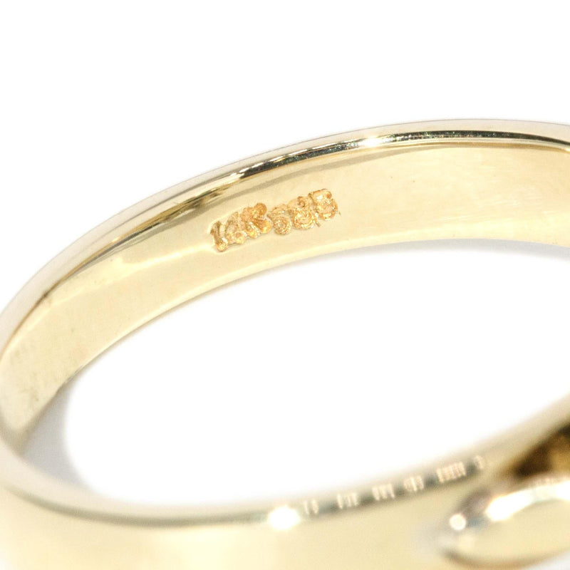 Vintage Circa 1990s Dark Green Sapphire & Diamond Ring 14 Carat Gold