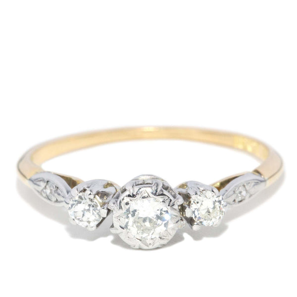 Vintage Circa 1930s Diamond Trilogy Ring 18 Carat Gold Platinum