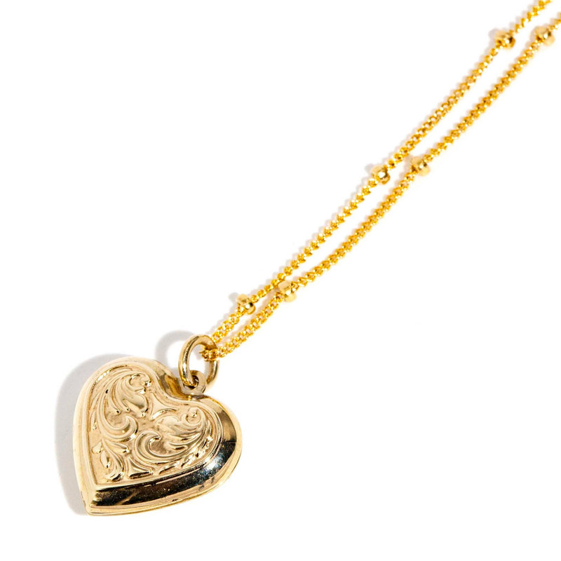 Leta 1970s Vintage Puff Heart Locket & Chain 9ct Gold Pendants/Necklaces Imperial Jewellery 