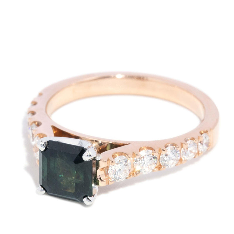 Contemporary Sapphire & Diamond Ring 18 Carat Rose & White Gold