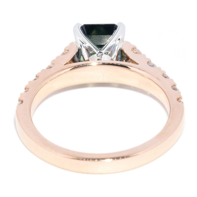 Contemporary Sapphire & Diamond Ring 18 Carat Rose & White Gold