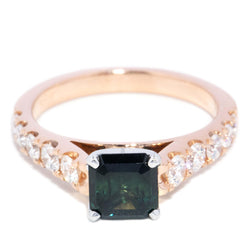 Contemporary Sapphire & Diamond Ring 18 Carat Rose & White Gold