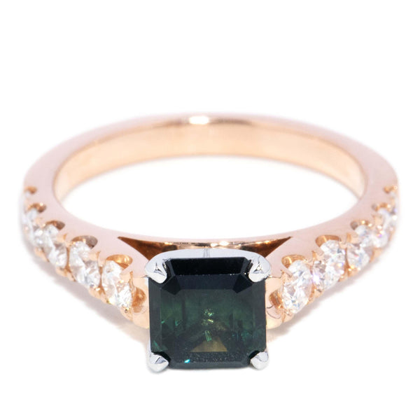 Contemporary Sapphire & Diamond Ring 18 Carat Rose & White Gold