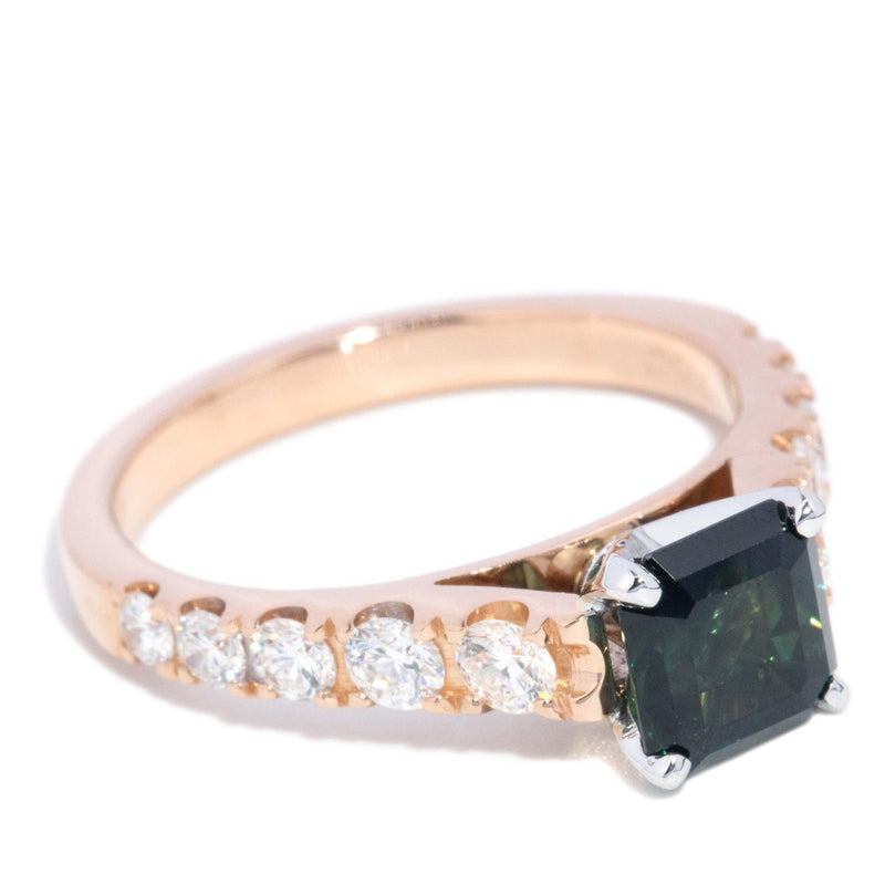 Contemporary Sapphire & Diamond Ring 18 Carat Rose & White Gold
