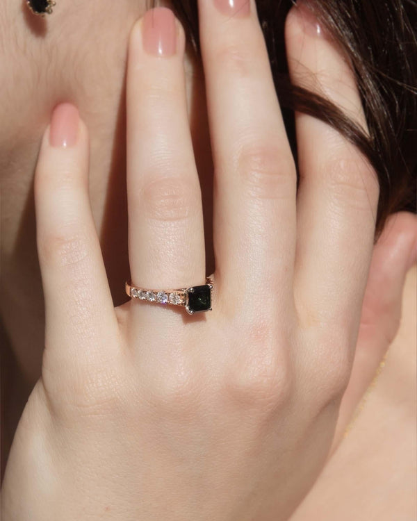 Contemporary Sapphire & Diamond Ring 18 Carat Rose & White Gold
