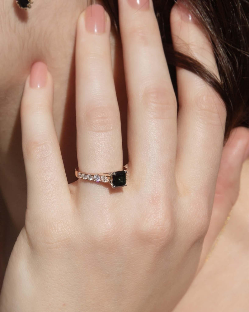 Contemporary Sapphire & Diamond Ring 18 Carat Rose & White Gold