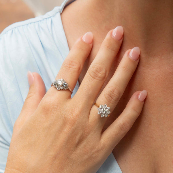 Libby 1940s Aquamarine & Diamond Art Deco Ring 18ct White Gold Rings Imperial Jewellery 