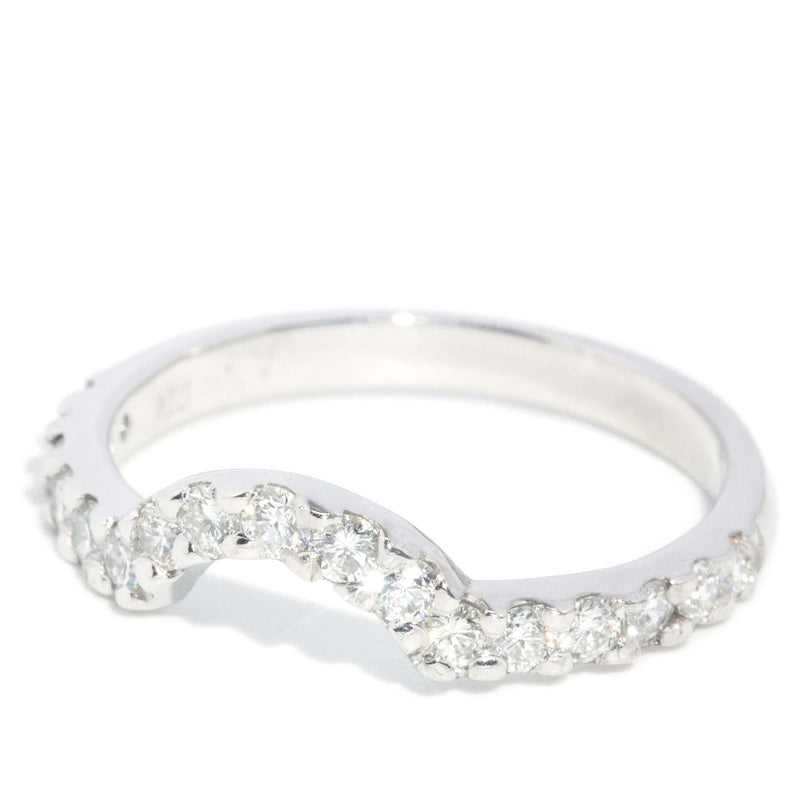 Vintage Circa 1990s Diamond Curved Band 18 Carat White Gold