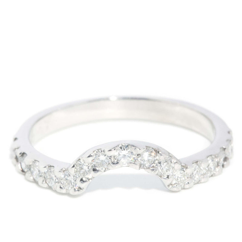 Vintage Circa 1990s Diamond Curved Band 18 Carat White Gold