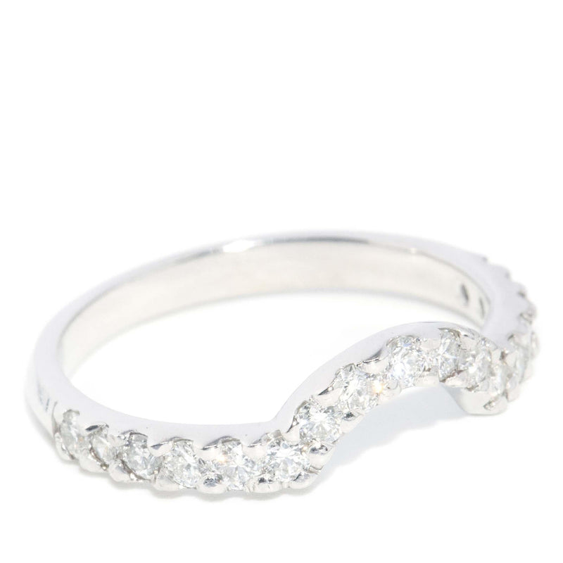 Vintage Circa 1990s Diamond Curved Band 18 Carat White Gold