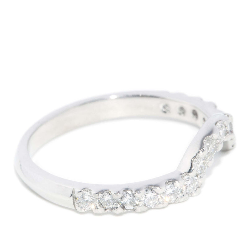 Vintage Circa 1990s Diamond Curved Band 18 Carat White Gold