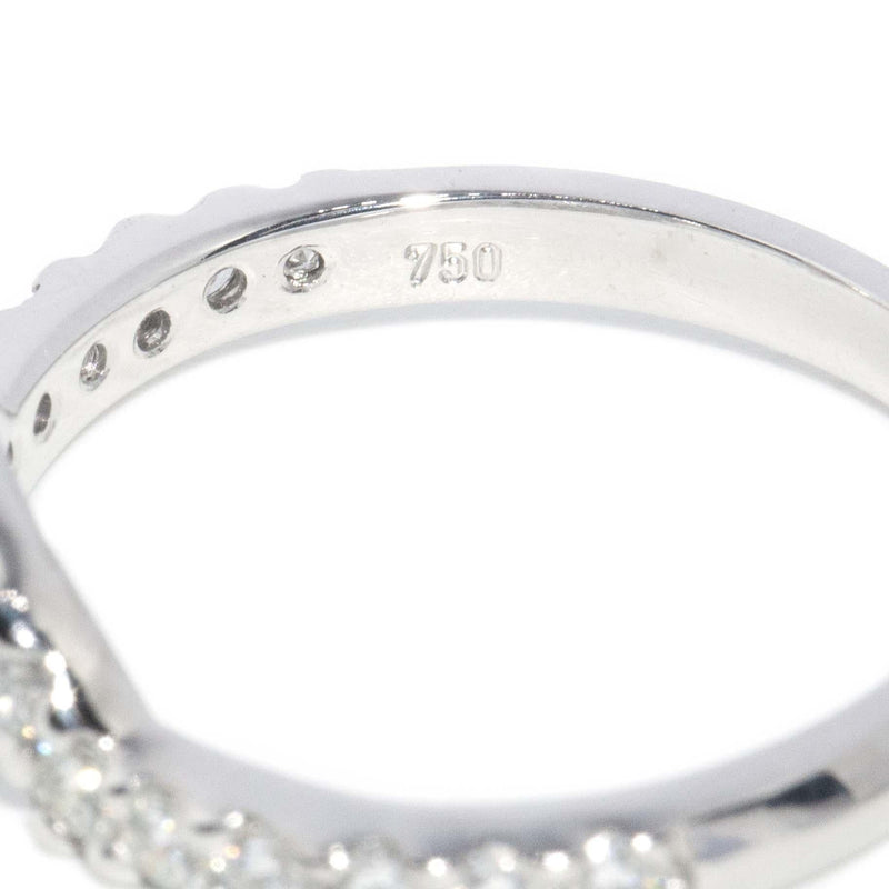 Vintage Circa 1990s Diamond Curved Band 18 Carat White Gold