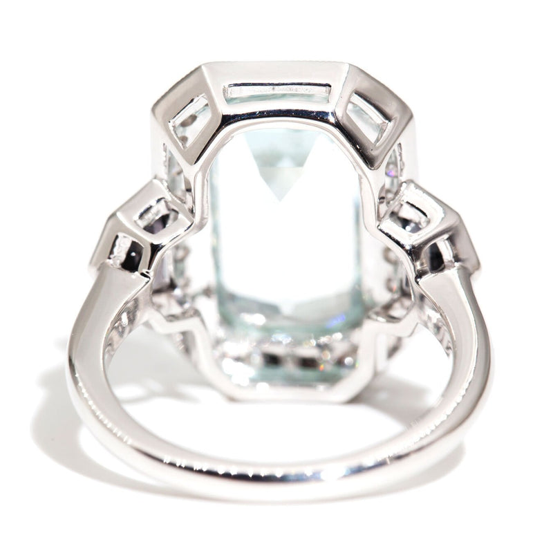 Lila 5.10 Carat Emerald Cut Aquamarine & Diamond Ring Rings Imperial Jewellery 