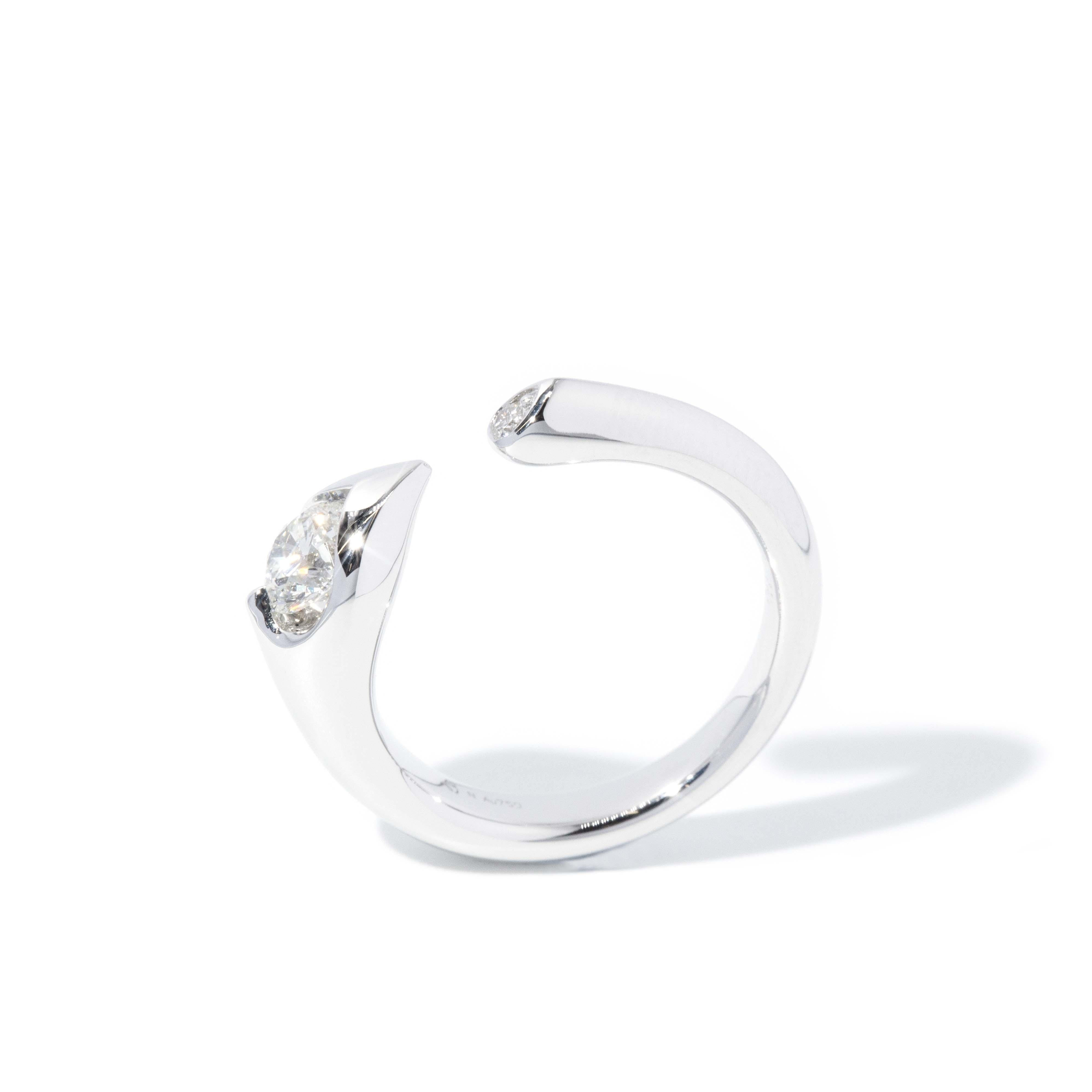 Contemporary Diamond Open Heart Style Ring 18 Carat White Gold ...
