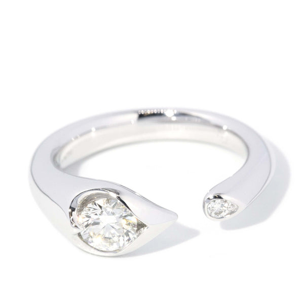 Contemporary Semi Open Heart Set Diamond Ring 18ct White Gold
